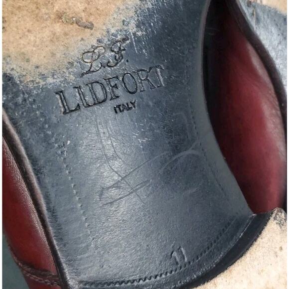 L.F. Lidfort for Barney's Dress Shoes Burgundy Leather Made in Italy US Men's 11 - Picture 11 of 13